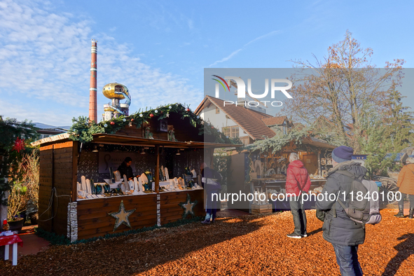 The historic center of Abensberg, Bavaria, Germany, on December 5, 2024, becomes a festive destination during the Christmas season. The trad...