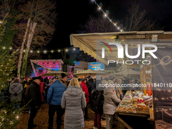 The historic center of Abensberg, Bavaria, Germany, on December 5, 2024, becomes a festive destination during the Christmas season. The trad...