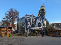 The Christmas Market at KunstHaus Abensberg, Arthouse Abensberg, in the historic center of Abensberg, Bavaria, Germany, on December 5, 2024,...