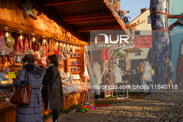 The historic center of Abensberg, Bavaria, Germany, on December 5, 2024, becomes a festive destination during the Christmas season. The trad...