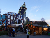 The Christmas Market at KunstHaus Abensberg, Arthouse Abensberg, in the historic center of Abensberg, Bavaria, Germany, on December 5, 2024,...