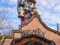 The Christmas Market at Kuchlbauer Turm, Kuchlbauer Tower, in Abensberg, Bavaria, Germany, on December 5, 2024, becomes a festive destinatio...