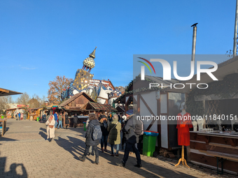 The Christmas Market at KunstHaus Abensberg, Arthouse Abensberg, in the historic center of Abensberg, Bavaria, Germany, on December 5, 2024,...