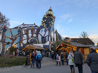 The Christmas Market at KunstHaus Abensberg, Arthouse Abensberg, in the historic center of Abensberg, Bavaria, Germany, on December 5, 2024,...