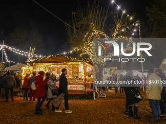 The historic center of Abensberg, Bavaria, Germany, on December 5, 2024, becomes a festive destination during the Christmas season. The trad...