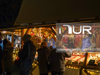 The historic center of Abensberg, Bavaria, Germany, on December 5, 2024, becomes a festive destination during the Christmas season. The trad...