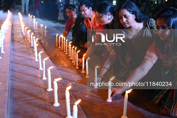 Members Of A Social Organization Are Holding A Candlelight Vigil In Memory Of Relatives Lost In The Liberation War 1971 And Those Killed In...