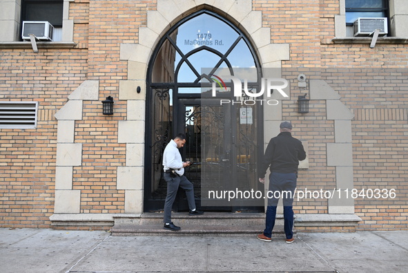 The NYPD investigates the scene of a 38-year-old woman who is killed and a 46-year-old man who is wounded in a stabbing in the Mount Eden se...