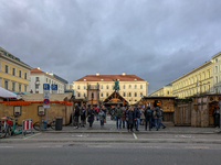 Visitors experience the festive atmosphere of the Medieval Christmas Market in Munich, Bavaria, Germany, on December 6, 2024. The market, lo...