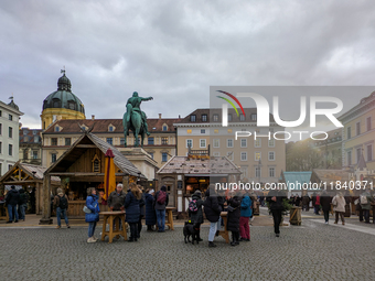 Visitors experience the festive atmosphere of the Medieval Christmas Market in Munich, Bavaria, Germany, on December 6, 2024. The market, lo...