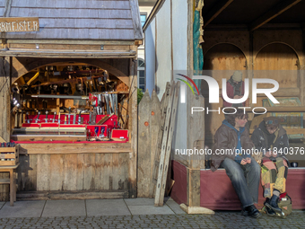 Visitors experience the festive atmosphere of the Medieval Christmas Market in Munich, Bavaria, Germany, on December 6, 2024. The market, lo...