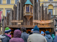 Visitors experience the festive atmosphere of the Medieval Christmas Market in Munich, Bavaria, Germany, on December 6, 2024. The market, lo...