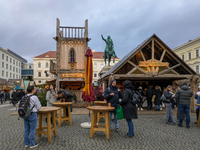 Visitors experience the festive atmosphere of the Medieval Christmas Market in Munich, Bavaria, Germany, on December 6, 2024. The market, lo...