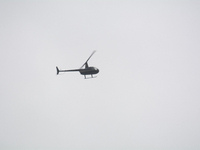 The helicopter with Santa Claus arrives in Essen Steele, Germany, on December 6, 2024. (