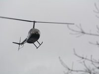 The helicopter with Santa Claus arrives in Essen Steele, Germany, on December 6, 2024. (