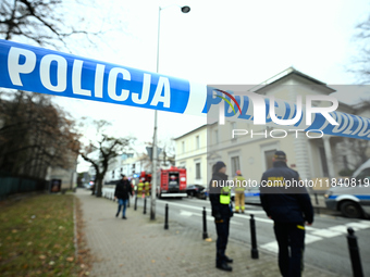 Police, city guards and fire services exercise emergency drills at the US embassy in Warsaw, Poland on 06 December, 2024. Emergency services...