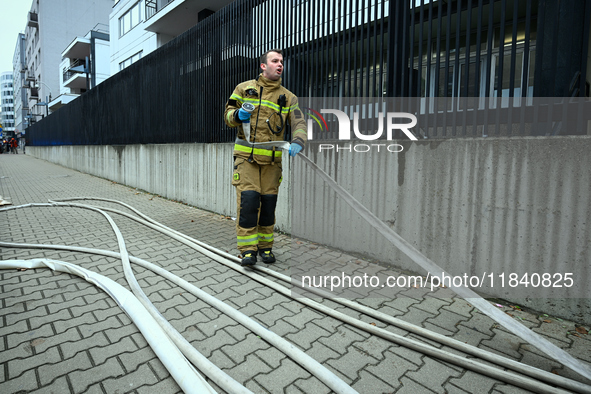 Police, city guards and fire services exercise emergency drills at the US embassy in Warsaw, Poland on 06 December, 2024. Emergency services...