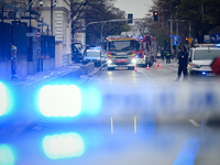 Police, city guards and fire services exercise emergency drills at the US embassy in Warsaw, Poland on 06 December, 2024. Emergency services...