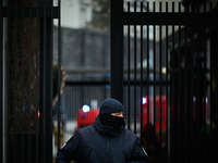 Police, city guards and fire services exercise emergency drills at the US embassy in Warsaw, Poland on 06 December, 2024. Emergency services...