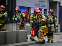 Police, city guards and fire services exercise emergency drills at the US embassy in Warsaw, Poland on 06 December, 2024. Emergency services...