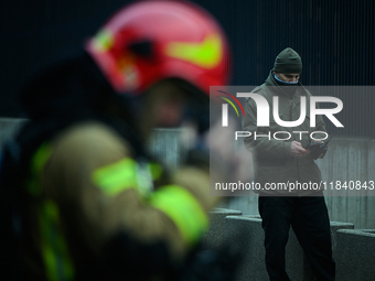 Police, city guards and fire services exercise emergency drills at the US embassy in Warsaw, Poland on 06 December, 2024. Emergency services...