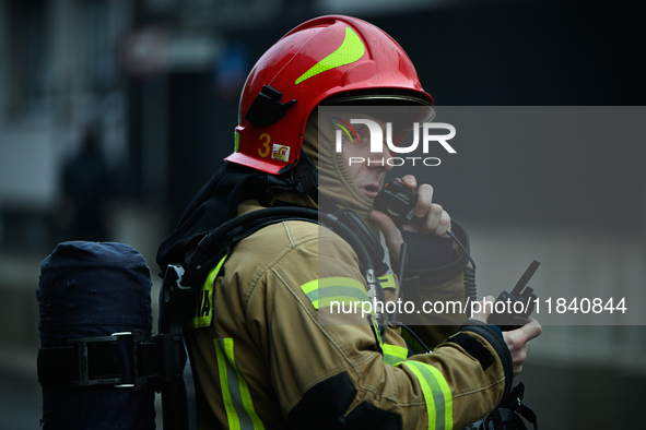 Police, city guards and fire services exercise emergency drills at the US embassy in Warsaw, Poland on 06 December, 2024. Emergency services...