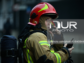 Police, city guards and fire services exercise emergency drills at the US embassy in Warsaw, Poland on 06 December, 2024. Emergency services...