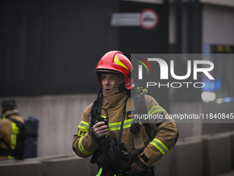 Police, city guards and fire services exercise emergency drills at the US embassy in Warsaw, Poland on 06 December, 2024. Emergency services...