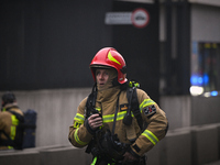 Police, city guards and fire services exercise emergency drills at the US embassy in Warsaw, Poland on 06 December, 2024. Emergency services...