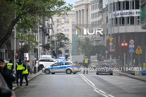 Police, city guards and fire services exercise emergency drills at the US embassy in Warsaw, Poland on 06 December, 2024. Emergency services...