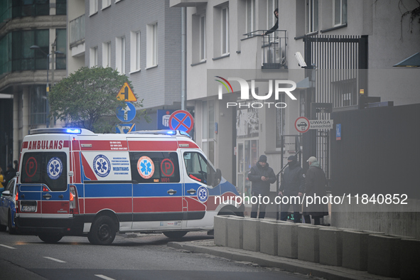 Police, city guards and fire services exercise emergency drills at the US embassy in Warsaw, Poland on 06 December, 2024. Emergency services...