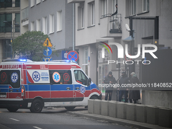 Police, city guards and fire services exercise emergency drills at the US embassy in Warsaw, Poland on 06 December, 2024. Emergency services...