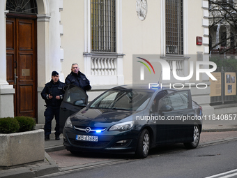 Police, city guards and fire services exercise emergency drills at the US embassy in Warsaw, Poland on 06 December, 2024. Emergency services...