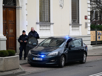 Police, city guards and fire services exercise emergency drills at the US embassy in Warsaw, Poland on 06 December, 2024. Emergency services...