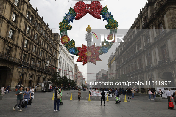 View of part of the streets of the Zocalo in Mexico City, Mexico, on December 6, 2024. 