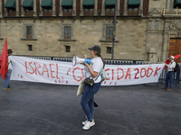 Palestinian activists and supporters demonstrate against the genocide in Gaza in the Zocalo of Mexico City, Mexico, on December 6, 2024, to...