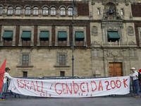 Palestinian activists and supporters demonstrate against the genocide in Gaza in the Zocalo of Mexico City, Mexico, on December 6, 2024, to...