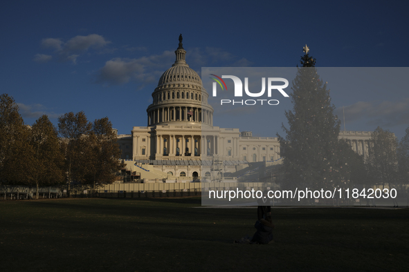 The Capitol Christmas tree is outside the US Capitol in Washington, DC, on December 6, 2024. The 2024 tree is an 80-foot Sitka spruce from t...