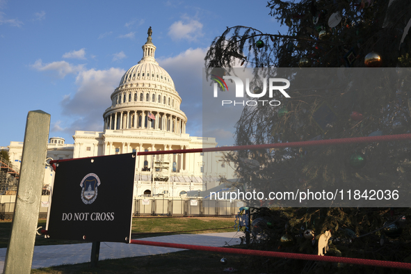 The Capitol Christmas tree is outside the US Capitol in Washington, DC, on December 6, 2024. The 2024 tree is an 80-foot Sitka spruce from t...