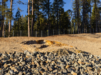 Land continues to move along the California State Route 20 Omega curves project near Nevada City, California, on December 6, 2024. (