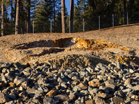 Land continues to move along the California State Route 20 Omega curves project near Nevada City, California, on December 6, 2024. (