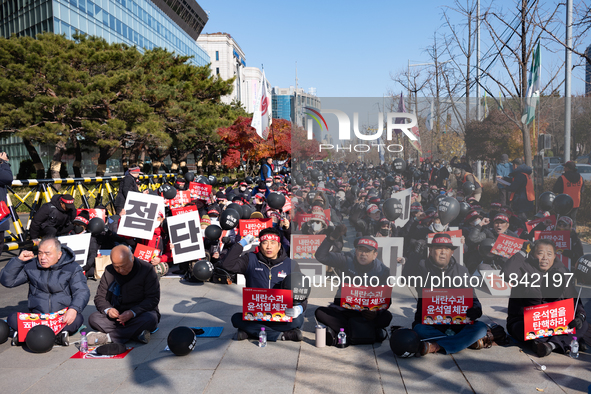 Citizens gather in Yeouido, South Korea, on December 7, 2024, to demand the impeachment and resignation of President Yoon Suk Yeol. Yoon's a...