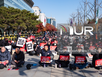 Citizens gather in Yeouido, South Korea, on December 7, 2024, to demand the impeachment and resignation of President Yoon Suk Yeol. Yoon's a...