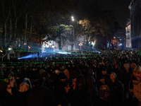 Anti-government protesters rally outside the parliament building during a ninth consecutive day of mass demonstrations against the governmen...