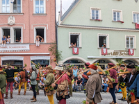 Over 2,000 participants recreate the medieval wedding of Hedwig Jagiellon and George of Bavaria. On July 16, 2023, in Landshut, Bavaria, Ger...