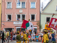 Over 2,000 participants recreate the medieval wedding of Hedwig Jagiellon and George of Bavaria. On July 16, 2023, in Landshut, Bavaria, Ger...