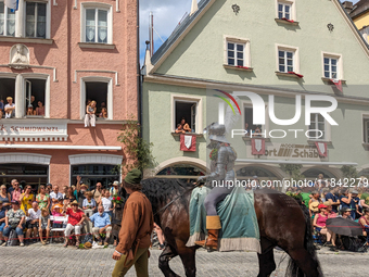 Over 2,000 participants recreate the medieval wedding of Hedwig Jagiellon and George of Bavaria. On July 16, 2023, in Landshut, Bavaria, Ger...