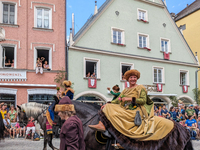 Over 2,000 participants recreate the medieval wedding of Hedwig Jagiellon and George of Bavaria. On July 16, 2023, in Landshut, Bavaria, Ger...