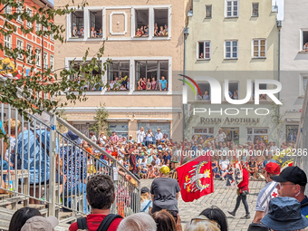 Over 2,000 participants recreate the medieval wedding of Hedwig Jagiellon and George of Bavaria. On July 16, 2023, in Landshut, Bavaria, Ger...