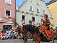 Over 2,000 participants recreate the medieval wedding of Hedwig Jagiellon and George of Bavaria. On July 16, 2023, in Landshut, Bavaria, Ger...